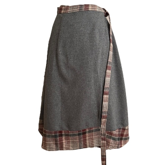 Vintage Artisan Wool Wrap Skirt by Rose Path Designs Woven Plaid Cottagecore S - Picture 6 of 14